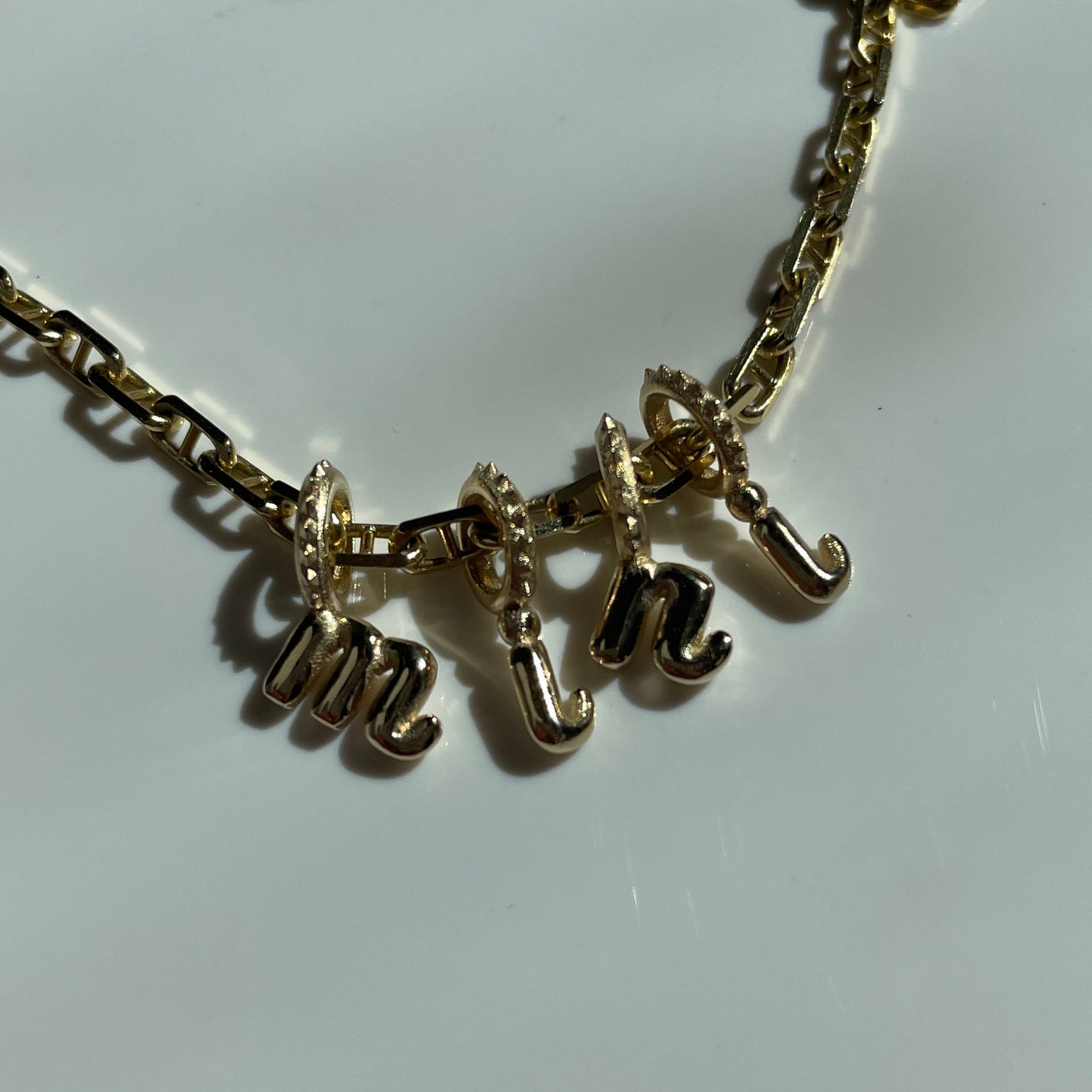 Gold Bubble Letter Charm