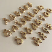14K Solid Puffy Bubble Letter Charm