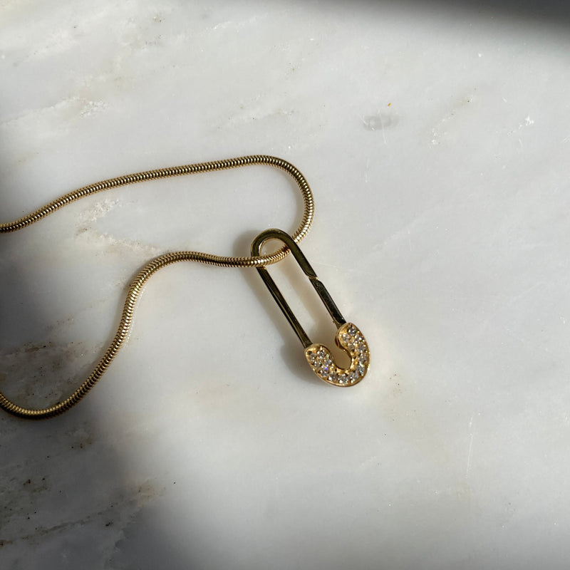 Gold Diamond Safety Pin