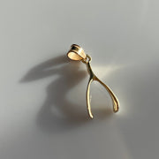 Gold Wishbone Charm