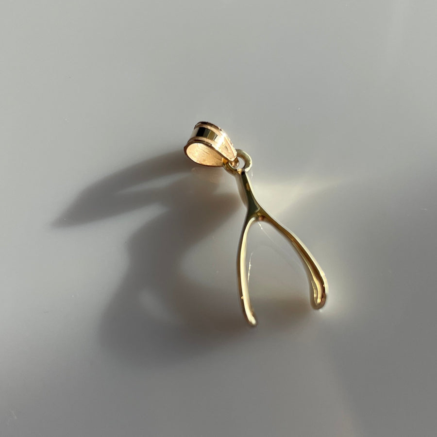 Gold Wishbone Charm