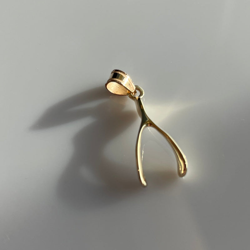 Gold Wishbone Charm