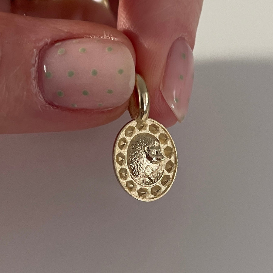 14K Gold Hedgehog Medallion