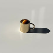 Gold Coffe cup with tiger's eye cabochon 