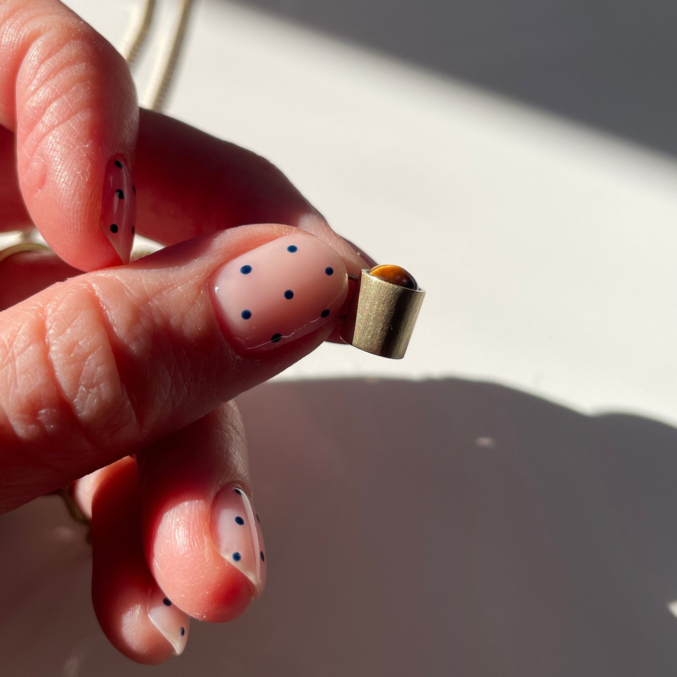 Gold Coffe cup with tiger's eye cabochon 