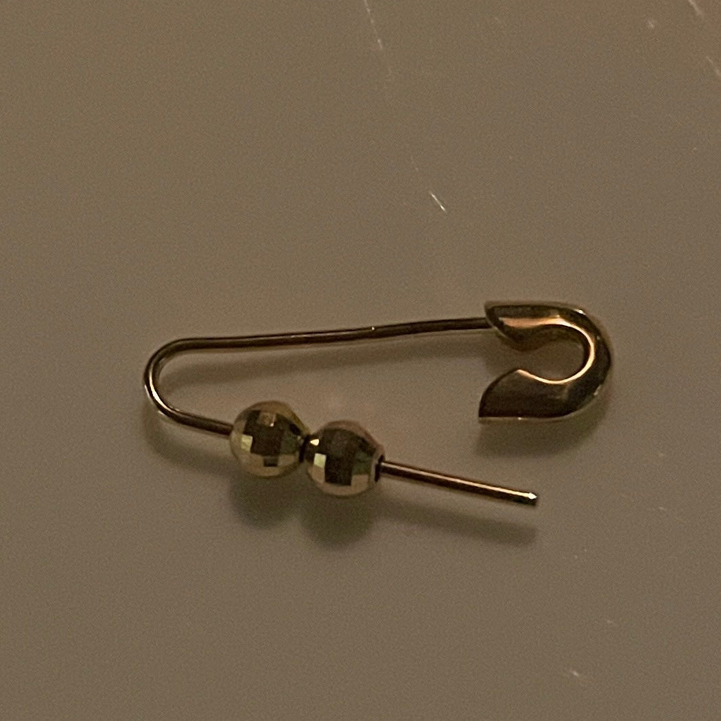 Gold Disco Beads on Safety pin