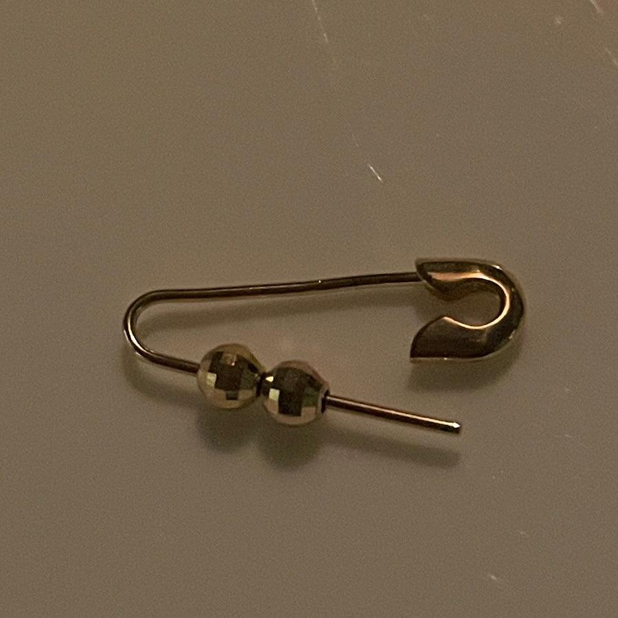 Gold Disco Beads on Safety pin