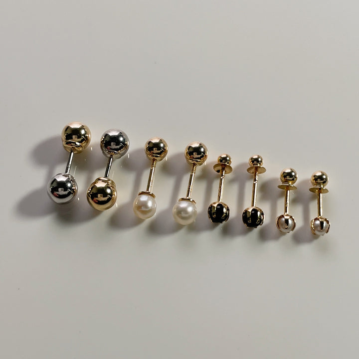 Single Solid Two-Tone 14k Gold Studs