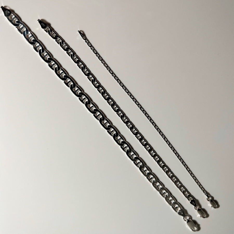 Three silver Anchor Chain Bracelets