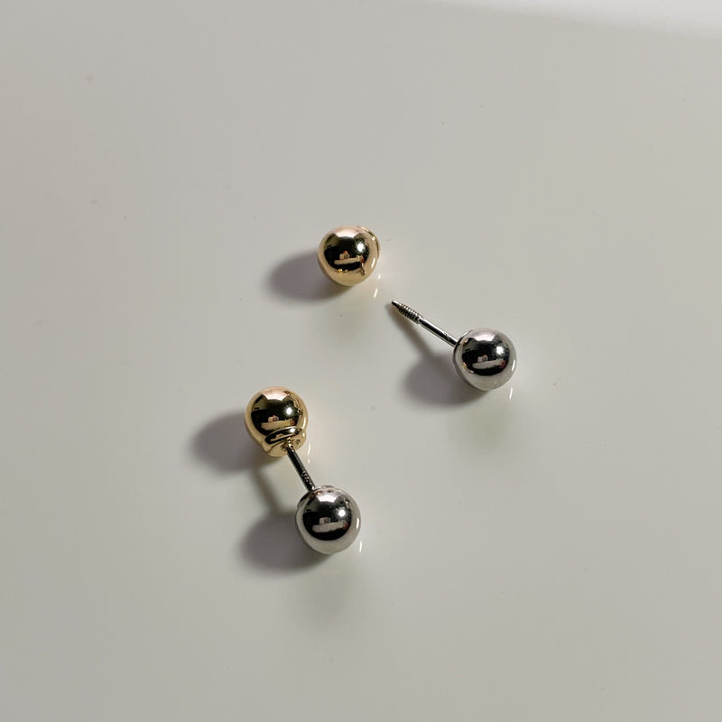 Reversible No-Poke Two-Tone 14k Gold Studs