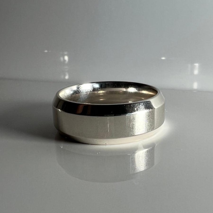 Solid Sterling Beveled Edge Ring