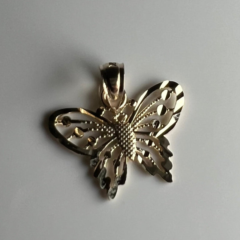 Solid 10K Diamond Cut Butterfly